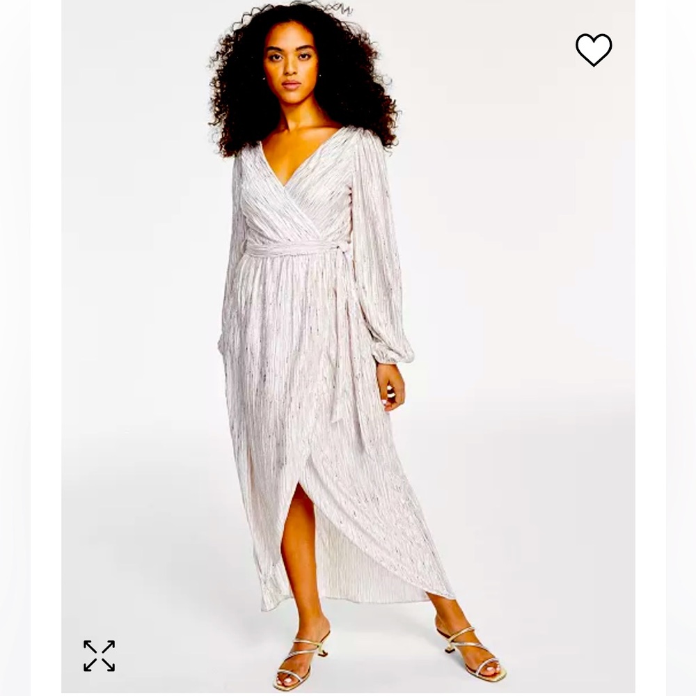 Guess Metallic-Striped Faux-Wrap Maxi Dress - NWT